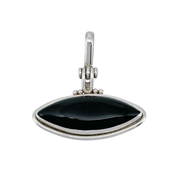 Black Onyx Hinged Pendant | Vintage Sterling Silver 925 - Picture 2 of 6